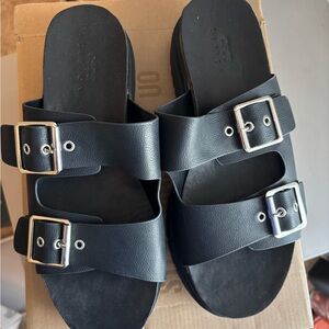 ASOS Black Double Strap Buckle Sandals